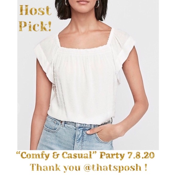 ๐HP!๐Express white dot flutter sleeve top - Picture 2 of 14